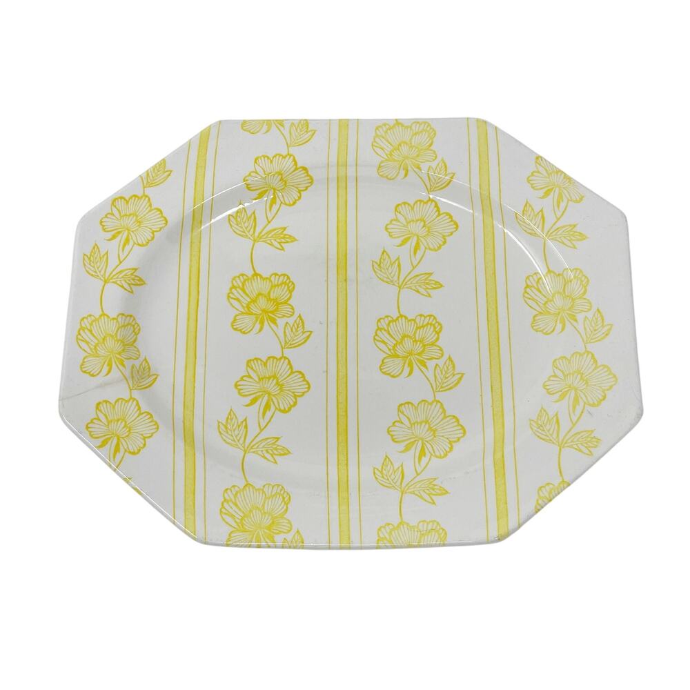 Vintage Royal Staffordshire Ironstone Yellow White Floral Stripe Meat Plate Rare